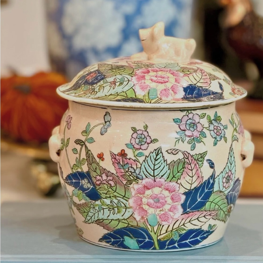 VINTAGE Tobacco Leaf Ginger Jar - Picture 2 of 3